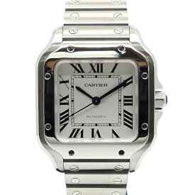 【栄】【CARTIER】カルティエ サントス ドゥ カルティエ MM WSSA0029 メンズ SS ホワイト 腕時計 交換用ベルト【仕上済み】【中古】