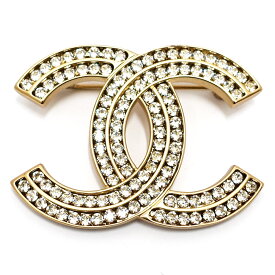 【栄】【CHANEL】シャネル ブローチ ココマーク ラインストーン A21C ゴールド金具 アクセサリー 小物 GP【中古】