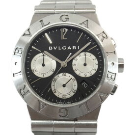 【最大3万円クーポン 6/4 20:00~】【天白】【BVLGARI】ブルガリ ディアゴノ スポーツ クロノグラフ CH35S ブラック文字盤 SS ステンレススチール 日付カレンダー クオーツ メンズ 腕時計【中古】