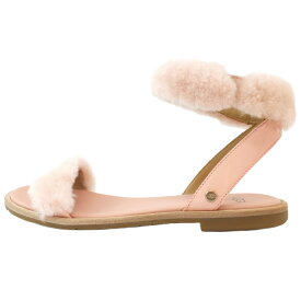 【天白】【UGG】アグ W FLUFF SPRINGS サンダル ピンク ムートン サイズ7表記 24.0cm相当 レザー 面ファスナー 1101438W/SSET レディース 靴【中古】