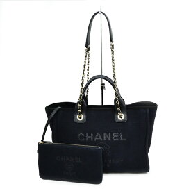 【名東】【CHANEL】シャネル ドーヴィル スモールショッピング トート バッグ AS3257 ブラック GL金具 2way キャンバス レディース【中古】