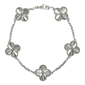 【名東】【VAN CLEEF&ARPELS】ヴァンクリーフ＆アーペル ヴィンテージアルハンブラ ブレスレット 5モチーフ ギヨシェ K18WG ホワイトゴールド ジュエリー【中古】