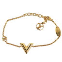 【天白】【LOUIS VUITTON】ルイヴィトン ブレスレット・エセンシャルV ブレス M00858 ゴールドカラー Vシグネチャー アクセサリー レディース【中古】
