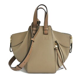 【名古屋】【LOEWE】ロエベ ハンモックバッグ スモール サンド ソフトグレインカーフ ショルダーバッグ クロスボディ トップハンドル アナグラム レザー レディース 美品【中古】