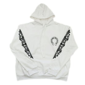 【天白】【CHROME HEARTS】クロムハーツ パーカー フローラルクロス ホースシュー ホワイト 白 表記サイズXL コットン メンズ アパレル トップス 服【未使用】【中古】