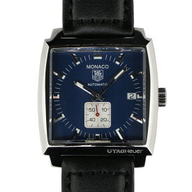 【名東】【TAG HEUER】タグホイヤー モナコ デイト WW2111 ブルー 自動巻 腕時計 シースルーバック メンズ【OH済】【仕上げ済】【中古】