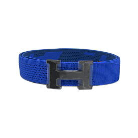 【名東】【HERMES】エルメス ニット ベルト スプリント Mサイズ モノクローム H バックル ブルー 青 ブラック 黒 リバーシブル メンズ 男【未使用】【中古】