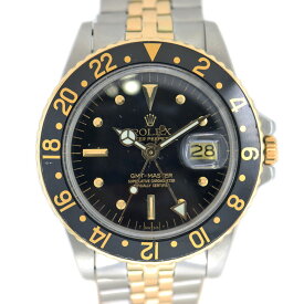 【栄】【ROLEX】ロレックス GMTマスター 1675/3 ジュビリー 腕時計 ブラック フジツボダイヤル マーク4 巻きブレス ランダム コンビ 自動巻き メンズ【中古】