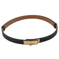 【最大3万円OFFクーポン】【天白】【HERMES】エルメス ケリーベルト ブラック系 ゴールド金具 ヴォーエプ…