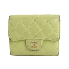 【名古屋】【CHANEL】シャネル マトラッセ スモール フラップウォレット AP0229 ピスタチオ グリーン ラムスキン コンパクト 財布 レディース 小物【中古】