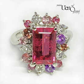 PT900 ルベライト3.73ct ピンクトルマリン,アメジスト,ガーネット,ルビー 0.86ct ダイヤモンド0.48ct ファッションリング【質屋】【質ウエノ】