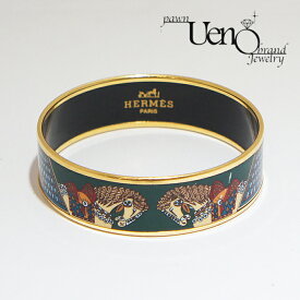【中古】 HERMES エルメス エマイユGM バングル 七宝焼き 馬モチーフ グリーン系 （マルチカラー） 【質屋】 【質ウエノ】