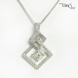 【中古】K18WG ダイヤモンド0.338ct・0.28ct スイングネックレス【質屋】【質ウエノ】