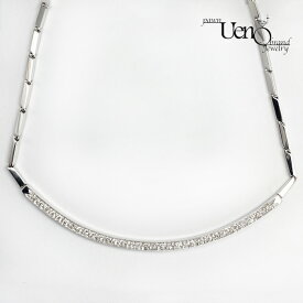 【中古】K18WG ダイヤモンド0.38ct U字ネックレス【質屋】【質ウエノ】