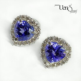 PT900 タンザナイト1.29ct×2 ダイヤモンド0.30ct×2 ハートモチーフ ピアス【質屋】【質ウエノ】