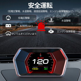 日本語サポー obd2 マルチメーター タコメーター タコメーター ブースト計 タコメーター 車 車載HUD P17 OBD2 GPS 時間/速度/高度/温度表示 速度超過警告 水温警報 全車種対応 送料無料