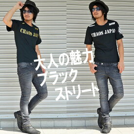 Tシャツ 半袖 メンズ 半袖Tシャツ 半袖Tシャツ Chaostheory ブラックストリート　カジュアル　きれいめ　キレイメ　ロック　M　L　XL　ゴールド　ホワイト