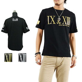Tシャツ メンズ フロントバックロゴデザインプリント半袖Tシャツ　オラオラ　カジュアル　きれいめ　キレイメ　ロック　M　L　XL　ゴールド　シルバー