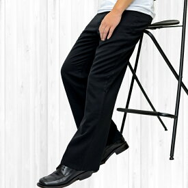 メンズパンツ シューカット ブーツカット フレア TR レーヨン ストレッチ 伸縮 ブラック S～LLサイズ ロングパンツ ワイドパンツ かわいい 小さいサイズ 大きいサイズ ゆったり キレイメ 韓国ファッション