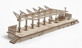【公式】Ugears ユーギアーズ プラットフォーム 70013 Railway Platform 駅 木のおもちゃ 3D立体 パズル 知育 ウッドパズル 工作キット 木製 模型 キット