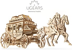 【公式】Ugears ユーギアーズ 駅馬車 70045 Stagecoach 木のおもちゃ 3D立体 パズル 知育 ウッドパズル 工作キット 木製 模型 キット 3Dパズル 父の日 プレゼント 60代 70代 80代