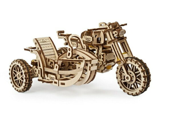 【公式】Ugears ユーギアーズ スクランブラー(サイドカー付き) UGR-10 70137 バイク ブロック DIY パズル 組立 想像力 創造力 おもちゃ 知育 ウッドパズル 3D 工作キット 木製 模型 キット 3Dパズル 夏休み 小学生 宿題