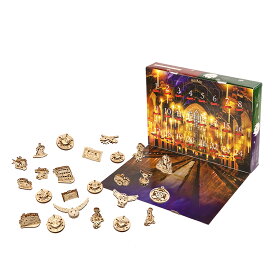 Ugears ハリーポッター アドベントカレンダー Harry Potter Advent Calendar ユーギアーズ 木製 ブロック DIY パズル 組立 おもちゃ 知育 ウッドパズル 3D 工作キット 木製 クリスマス 2023 ハリポタ 人気 ハリー・ポッター オーナメント 3Dパズル