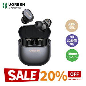�y���������}���\��20%OFF�N�[�|���zUGREEN Dots ���C�����X�C���z�� Bluetooth 6.0 �����^�y�Ў�7.3g�y�ʉ�/10mm�`�^�j�E�����h���C�o�[/ ���v32���ԍĐ� /IPX5�h��/AI�ʘb�m�C�L�����z��ԃI�[�f�B�I 