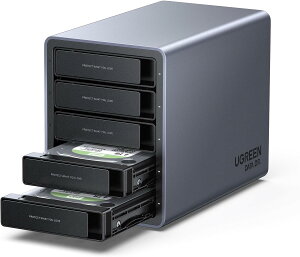 UGREEN HDD �P�[�X RAID�@�\ HDD �n�[�h�f�B�X�N�P�[�X 2.5�C���`/3.5�C���` 32TB×5��Ή� 5Gbps�����]��