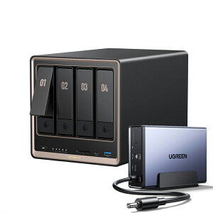 UGREEN NASync DXP4800 GT 4�x�CNAS�L�b�g AMD Ryzen R2514�iECC�Ή��j 8GB DDR4�������i64GB�܂ő��݉\�j �f���A��10GbE SD�J�[�h�X���b�g USB M.2 SSD Docker�E���z�}�V���Ή� UGOS Pro�V�X�e�� AI�ʐ^�E�Ď��J����