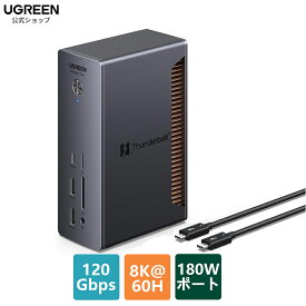 UGREEN Revodok 13-in-1 Thunderbolt 5 ドッキングステーション PD140W 急速充電 GaN搭載 2画面拡張 120Gbps高速データ転送 2.5Gbpsイーサネット SD/TF 4.0カード 3.5mm オーディオ USB A3.2&USB C3.2ポート搭載 DC電源装置搭載 Thunderbolt 5/4対応