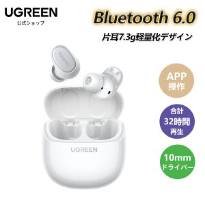 �y7/26�܂ŁI����20%OFF�N�[�|���z UGREEN Dots ���C�����X�C���z�� Bluetooth 6.0 �����^�y�Ў�7.3g�y�ʉ�/10mm�`�^�j�E�����h���C�o�[/ ���v32���ԍĐ� /IPX5�h��/AI�ʘb�m�C�L�����z��ԃI�[�f�B�I ���y