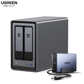 【停電対策UPS二点セット】UGREEN NAS ync DXP2800 2ベイデスクトップ ネットワークアタッチトストレージ nasキット、Intel N100クアッドコアCPU、8GB DDR5 RAM、2.5GbE、2 * M.2 NVMeスロット、4K HDMI、ネットワーク接続ストレージ(ハードドライブは付属しません