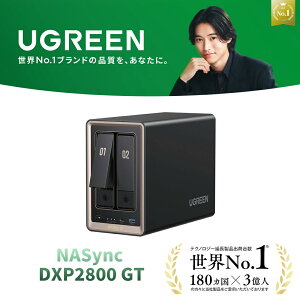�yUGREEN × �R�茫�l�zUGREEN NASync DXP2800 GT 2�x�CNAS�L�b�g AMD Ryzen R2514�iECC�Ή��j 8GB DDR4������ 10GbE USB/M.2 SSD Docker�E���z�}�V���Ή� UGOS Pro�V�X�e�� AI�ʐ^�E�Ď��J�����f���Ǘ� �N���G�C�^�[�E��