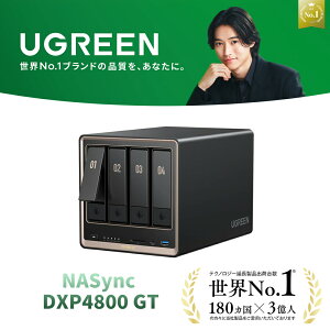 �yUGREEN × �R�茫�l�zUGREEN NASync DXP4800 GT 4�x�CNAS�L�b�g AMD Ryzen R2514�iECC�Ή��j 8GB DDR4�������i64GB�܂ő��݉\�j �f���A��10GbE SD�J�[�h�X���b�g USB M.2 SSD Docker�E���z�}�V���Ή� UGOS Pro�V�X�e�� 