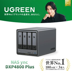 �yUGREEN × �R�茫�l�zUGREEN NAS ync DXP4800 Plus 4�x�C �f�X�N�g�b�v �l�b�g���[�N�A�^�b�`�g�X�g���[�W NAS�AIntel Pentium Gold 8505 5�R�ACPU 8GB DDR5 RAM�A128G SSD 10GbEx1 2.5GbE x 1�AM.2 NVMe�X���b�g x2 4K HDMI �l�b