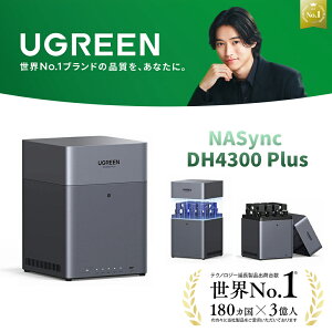 �yUGREEN × �R�茫�l�zUGREEN NASync DH4300 Plus �x�C�f�X�N�g�b�v �l�b�g���[�N�A�^�b�`�g�X�g���[�W NAS 120TB SSD ������8GB Windows�AmacOS�AAndroid�AiOS�AWeb 4300 Plus �l�b�g���[�N�ڑ��X�g���[�W ���{���