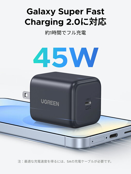 楽天市場】UGREEN 45W GaN USB-C 急速充電器 Type-C PD 充電器【PSE 