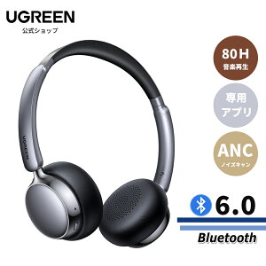 UGREEN ���C�����X �w�b�h�z�� Max Air Bluetooth6.0 �w�b�h�z�� Bluetooth ANC�m�C�Y�L�����Z�����O ���C�����X�w�b�h�z�� �ő�80���ԉ��y�Đ� 30mm PU�{�`�^���R�[�e�B���O�U�����j�b�g���� AI�m�C�L