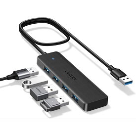 UGREEN USB ハブ USB3.0 ハブ 4ポートUSB A ハブ 5Gbps高速転送 スリム軽量ハブ 4in1 USB ハブ MacBook/iMac/Surface Proに対応 ノートPC適用 Mac OS/Windows/Chromebook/Linux/PS4/PS5対応 (60cm)