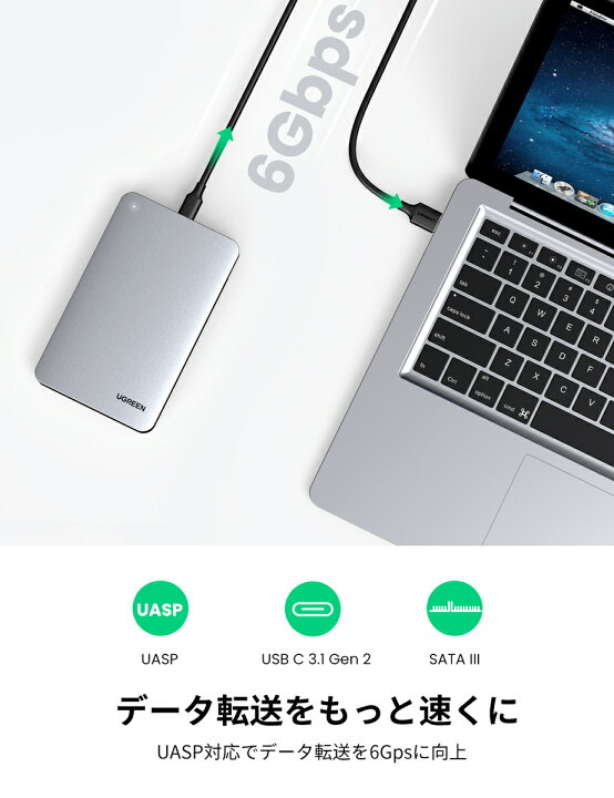 市場】UGREEN 2.5インチ SSD HDDケース USB C 3.1 Gen2 9.5mm 7mm対応 Windows mac OS Linux対応 アルミケース UASP対応 SATA 高速転送 USB3.0 C to A ケーブル付属 : UGREEN公式 市場店 市場】UGREEN 2.5インチ SSD HDDケース USB C 3.1 Gen2 9.5mm 7mm対応 Windows mac OS Linux対応 アルミケース UASP対応 SATA 高速転送 USB3.0 C to A ケーブル付属 : UGREEN公式 市場店