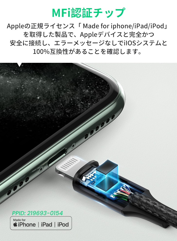 AUXケーブル　1m 　ライトニング　変換アダプタ　iPhone　iPad