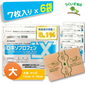 【第2類医薬品】P10倍！ 42枚(7×6袋) ロキエフェクトLX α テープ 大判サイズ 8.1% SM税対象 鎮痛成分が24時間持続！ エコ包装 日本製 大石膏盛堂 腰痛 肩こり 腱鞘炎 捻挫 ロキソプロフェン ロキソニン 湿布 テープ