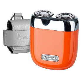 yoose メンズ 電動 シェーバー miniシリーズ Orange オレンジ 回転式 IPX7 防水 typeC 充電式