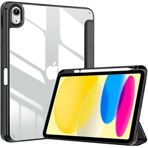 ProCase iPad 10世代 ケース 2022 10.9インチ A2696 A2757 A2777 ペン収納 耐衝撃 三つ折り スタンド スマートカバー(ブラック)