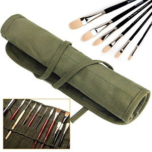 COOLBOTANG キャンバス画筆ケース ロール ペン ケース 道具入れ ペイントブラシバッグ 22スロット 画筆ホルダー 油絵筆 水彩筆用 筆入れ 筆収納 巻き ペン ケース