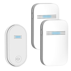 ワイヤレスチャイム 自動発電 玄関チャイム 電池不要 防水防塵 工事不要 38曲 4段階音量調節 100db 光でお知らせ メモリー機能 ドアベル 介護/飲食店/玄関 150M範囲 二階も聞こえる 来客対応(