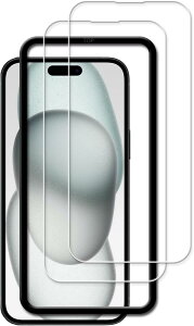 KPNS iphone 16 plus/iphone 15 plus �K���X �t�B�����y2���Z�b�g�z�K�C�h�g�t�� ���{�f�ސ� �����K���X �A�C�t�H�� 16 �v���X/�A�C�t�H�� 15 �v���X �p �K���X�t�B���� �����K���X �J�o�[ �ی�t�B����