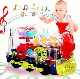 電車 おもちゃ 子供 おもちゃ人気 透明な機械式歯車のおもちゃ、ライトと音楽を備えたユニバーサルな車のおもちゃ、自動的に障害物を回避する、インタラクティブな学習と開発のおもちゃ、LEDライト付き 音楽 透明ケース