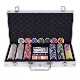 BestBuy ポーカーチップ ポーカーセット チップセット チップ 300枚 数字入り トランプ付き カジノゲーム カジノセット シルバーケース
